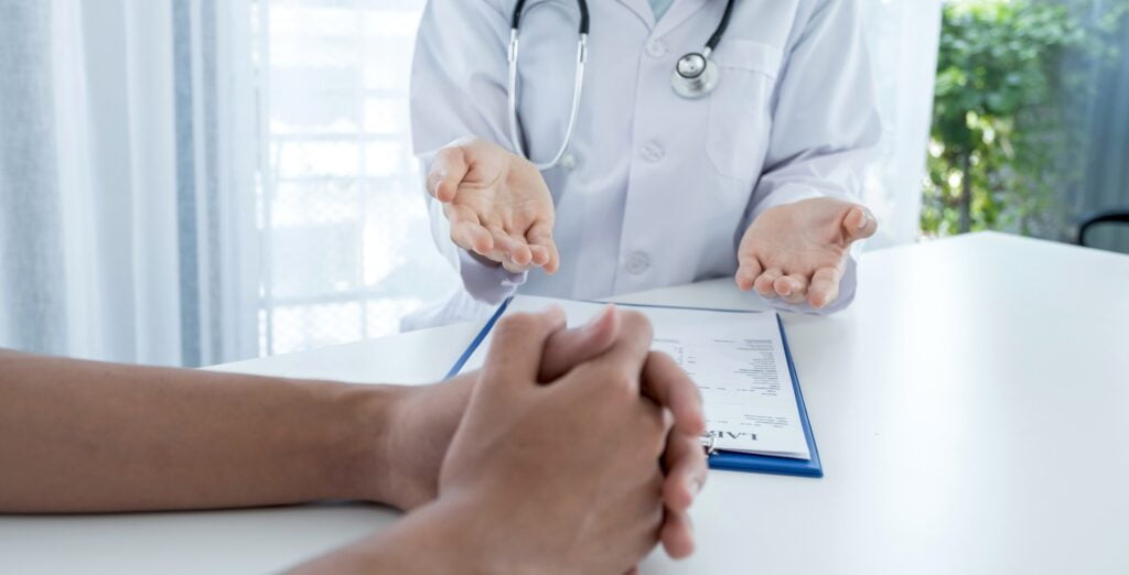 doctors report health examination results and recommend medication to patients